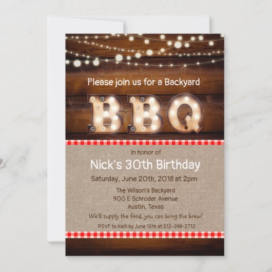 JEDES ALTER - Rustikale GRILLEN im Hinterhof Einladung (Vorderseite)