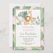 JEDES ALTER - Safari Animals Jungle Animals Geburt Einladung (Vorderseite)