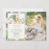 JEDES ALTER - Safari Animals Jungle Foto Geburtsta Einladung (Vorderseite)