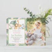 JEDES ALTER - Safari Animals Jungle Foto Geburtsta Einladung (Stehend Vorderseite)