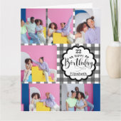 Jedes Alter Schwarz und Weiß 7 Foto Collage Geburt Karte (Vorderseite)