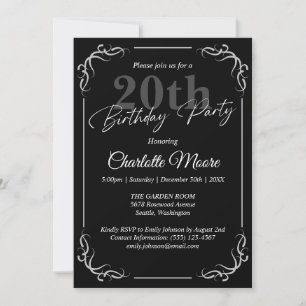 Jedes Alter Schwarz und Weiß Geburtstag modern Einladung