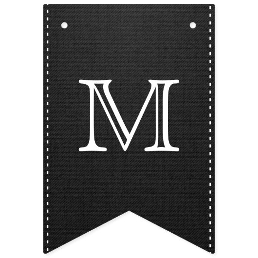 JEDES ALTER Schwarz & Weiß Initial & Foto Geburtst Wimpelkette (Zweite Fahne)