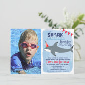 JEDES ALTER - Shark Pool Party Foto Einladung (Stehend Vorderseite)