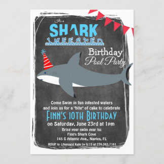 JEDES ALTER - Shark Pool Party Geburtstag Einladun Einladung