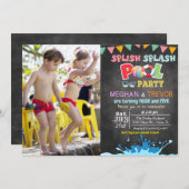 JEDES ALTER - Splish Splash Dual Pool Party Einlad Einladung (Vorne/Hinten)
