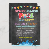 JEDES ALTER - Splish Splash Dual Pool Party Einlad Einladung (Vorne/Hinten)