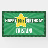 Jedes Alter Star Green Birthday Banner (Horizontal)
