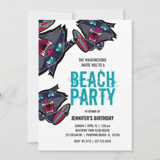 JEDES ALTER Surfkatze BEACH PARTY Geburtstag Einladung