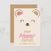 JEDES ALTER Teddy BAR BIRTHDAY Party pink Einladung (Vorne/Hinten)