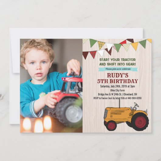 JEDES ALTER - Traktor Geburtstag Foto Einladung (Vorderseite)