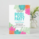 JEDES ALTER Tropical POOL PARTY GEBURTSTAG Strand  Einladung (Stehend Vorderseite)