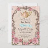 JEDES ALTER - Vintager Blumentee Einladung zum Geb (Vorderseite)