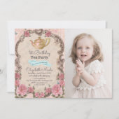 JEDES ALTER - Vintager Blumentee Einladung zum Geb (Vorderseite)