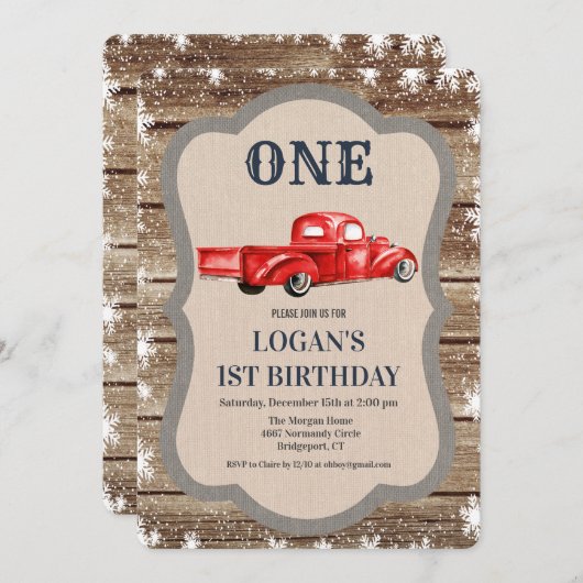 JEDES ALTER - Vintager LKW Junge Einladung zum Geb (Vorne/Hinten)