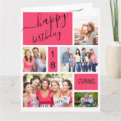 Jedes Alter von 5 Jahren FotoCollage Pink Personal Karte (Vorderseite)