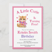 JEDES ALTER Wasserfarbe Valentine's Day Kitty Birt Einladung (Vorderseite)