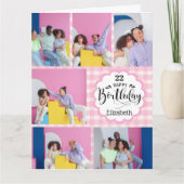 Jedes Alter weiblich rosa 7 Foto Collage Geburtsta Karte (Vorderseite)