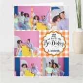 Jedes Alter weibliche Orange 7 Foto Collage Geburt Karte (Vorderseite)