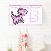 Jedes Alter weiß und rosa T Rex Dinosaurier Geburt Banner (Insitu)