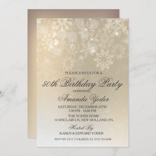 JEDES ALTER - Winterschneeflocke Einladung zum Geb (Vorne/Hinten)