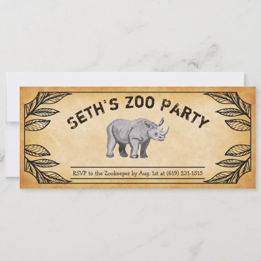 JEDES ALTER - Zoo Jungle Party Einladung zum Gebur (Rückseite)