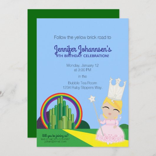 JEDES ALTERSGLEICHE EINLADUNG DER Oz-BIRTHDAY-PART (Vorne/Hinten)