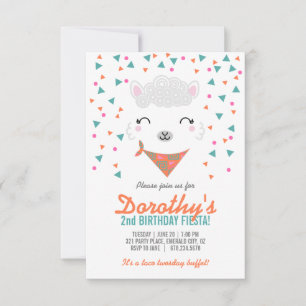 jedes Altersmädchen BIRTHDAY FIESTA alpaca llama Einladung