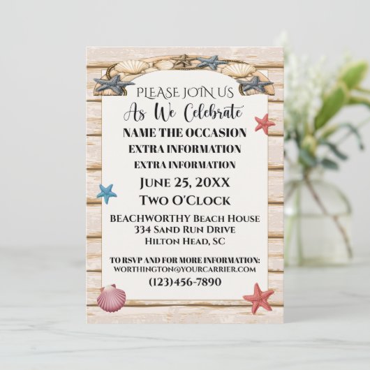 Jedes Anlasses Beach Einladung Version 3 (Stehend Vorderseite)