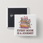 Jedes Buch ist eine Reise | Geschenk für Englischl Button (Vorne & Hinten)