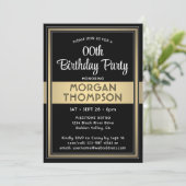 Jedes elegante Schwarz-, Weiß- und Gold-Party zum  Einladung (Stehend Vorderseite)