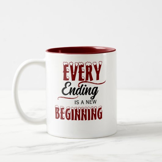 Jedes Ende ist ein neuer Anfang /personalisierter Zweifarbige Tasse (Links)