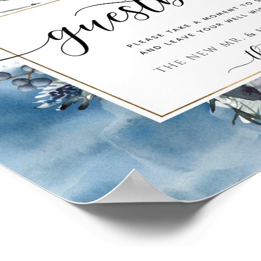 Jedes Ereignis, Blue Watercolor, Gästebuchssegment Poster (Ecke)