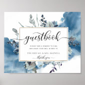 Jedes Ereignis, Blue Watercolor, Gästebuchssegment Poster (Vorne)