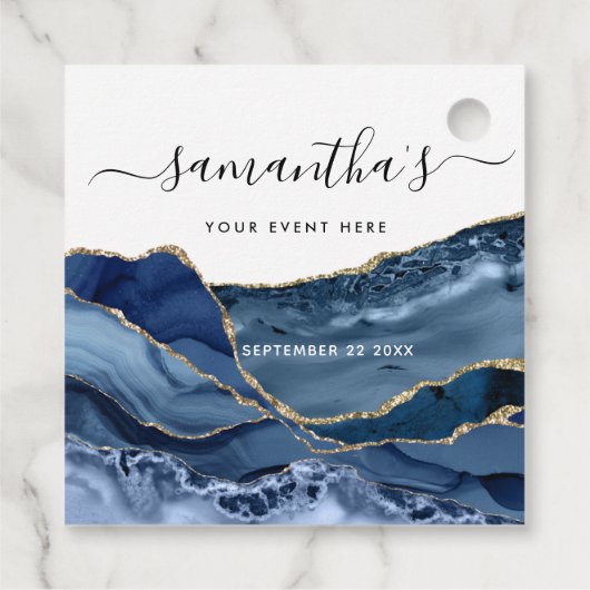 Jedes Ereignis, elegante Blue Agate und Gold Fevor Geschenkanhänger (Rückseite)