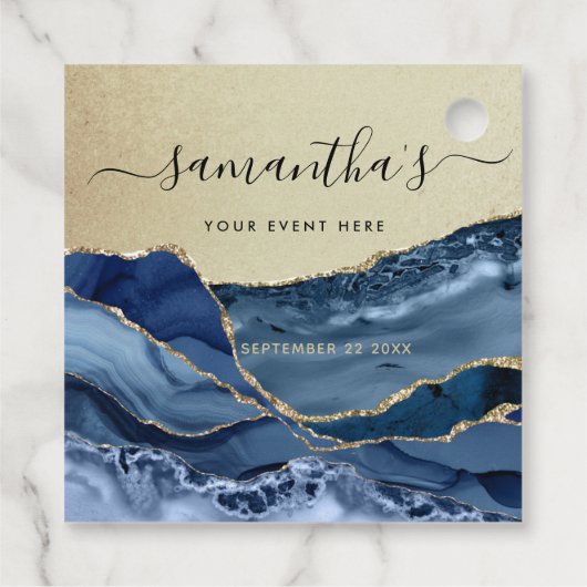 Jedes Ereignis, elegante Gold- und Blue Agate-Favo Geschenkanhänger (Rückseite)