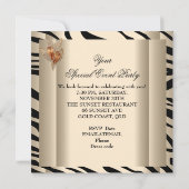 Jedes Ereignis Elegante Zebra Caramel Cream Black  Einladung (Rückseite)