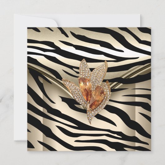 Jedes Ereignis Elegante Zebra Caramel Cream Black Einladung (Vorderseite)