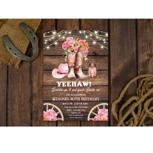 JEDES EREIGNIS - Kuhgirl-Stiefel Floral Western-Ei Einladung