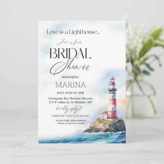 JEDES EREIGNIS Leuchtturm Wasserfarbe Einladung (Stehend Vorderseite)