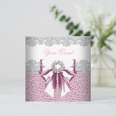 Jedes Ereignis rosa Diamanten verschleiern rosa Pa Einladung (Stehend Vorderseite)