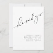 Jedes Ereignis | Sie sagte Ja Einfache Engagement Einladung (Vorderseite)