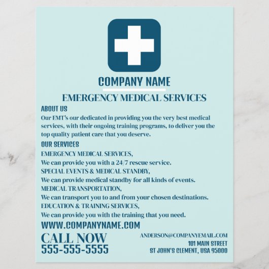 Jedes farbmedizinische Symbol, EMT, paramedic Flyer (Vorne)