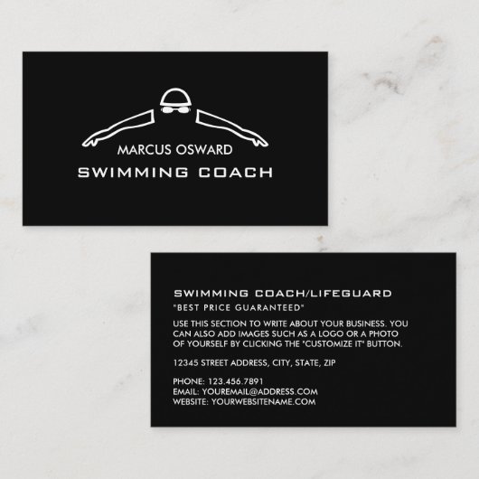 Jedes Farbschwimmer Icon, Schwimmer und Rettungssc Visitenkarte (Vorne/Hinten)