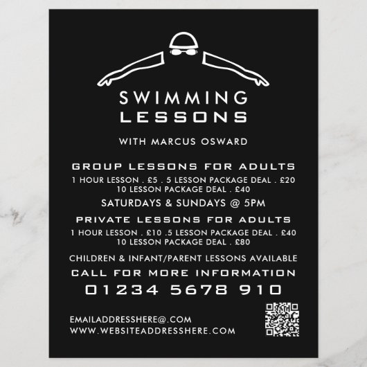 Jedes Farbschwimmer-Symbol, Schwimmlesson-Werbung Flyer (Vorne)