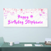 Jedes Geburtstag rosa Sterne Personalisiert Banner (Messe)