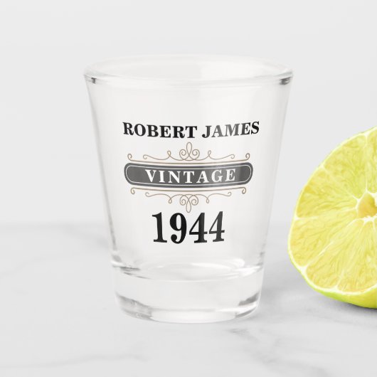 Jedes Geburtstagsalter Vintag Schnapsglas (Vorderseite)