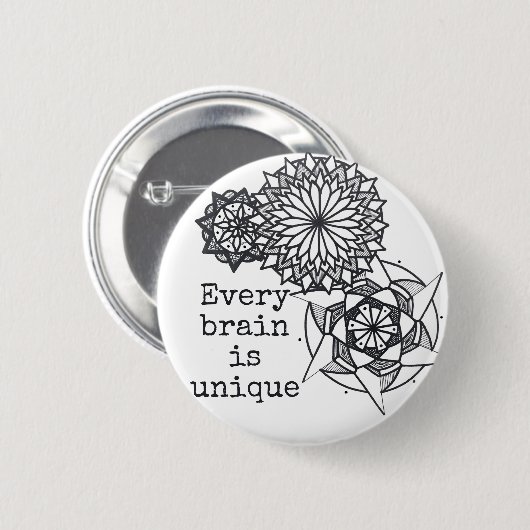 Jedes Gehirn ist einzigartig im Abzeichen/Knopfdes Button (Vorne & Hinten)