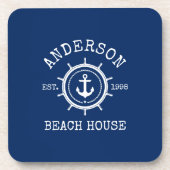jedes Haus Nautical Anchor Rope Helm Navy Blue Getränkeuntersetzer (Vorderseite)