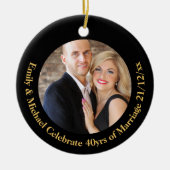 JEDES Hochzeitsjubiläum Black Gold Marble FOTO Keramikornament (Vorne)